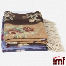 Flower and Leopard Print Wool Shawl Blanket